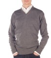 SUETER CUELLO PICO MEZCLA LANA MERINO GRIS MEDIO