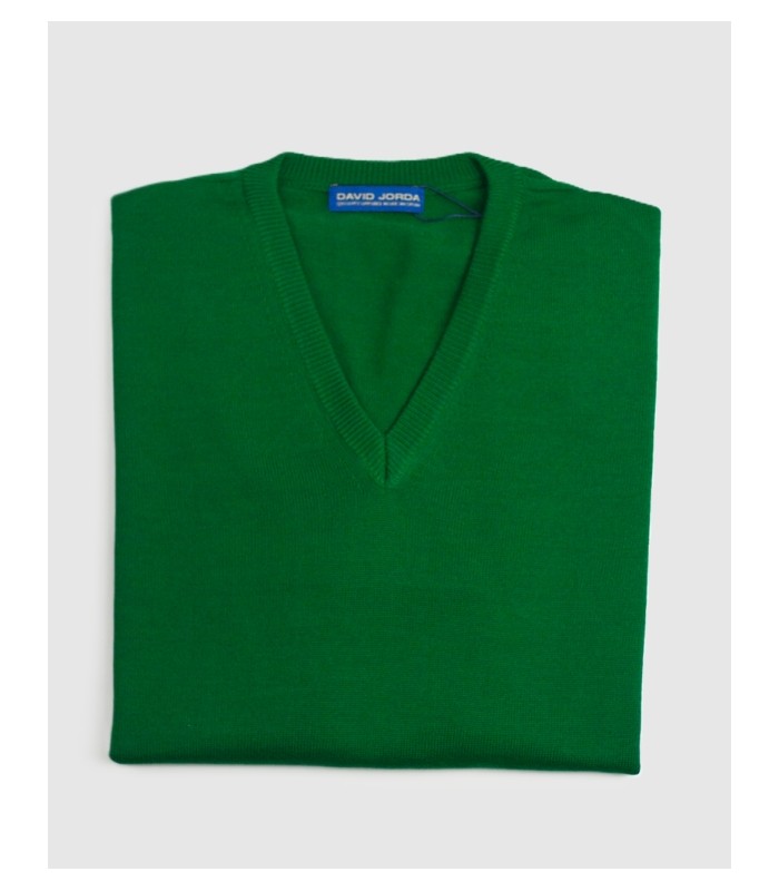 SUETER CUELLO PICO MEZCLA LANA MERINO VERDE