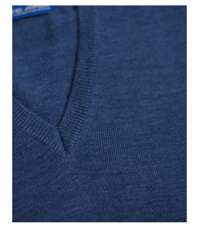 SUETER CUELLO PICO MEZCLA LANA MERINO AZUL INDIGO