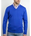 SUETER CUELLO PICO MEZCLA LANA MERINO AZUL