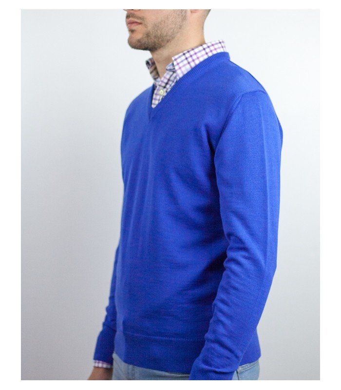 SUETER CUELLO PICO MEZCLA LANA MERINO AZUL