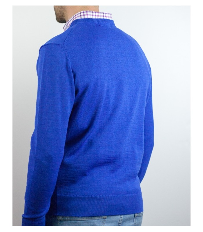 SUETER CUELLO PICO MEZCLA LANA MERINO AZUL