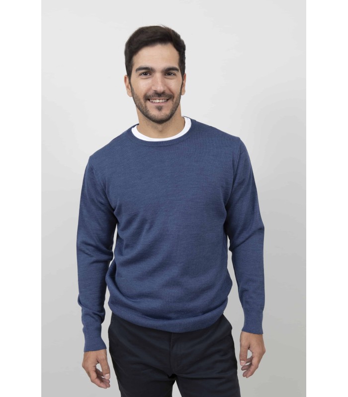 SUETER CUELLO REDONDO MEZCLA LANA MERINO AZUL INDIGO