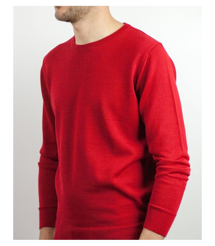 SUETER CUELLO REDONDO MEZCLA LANA MERINO ROJO