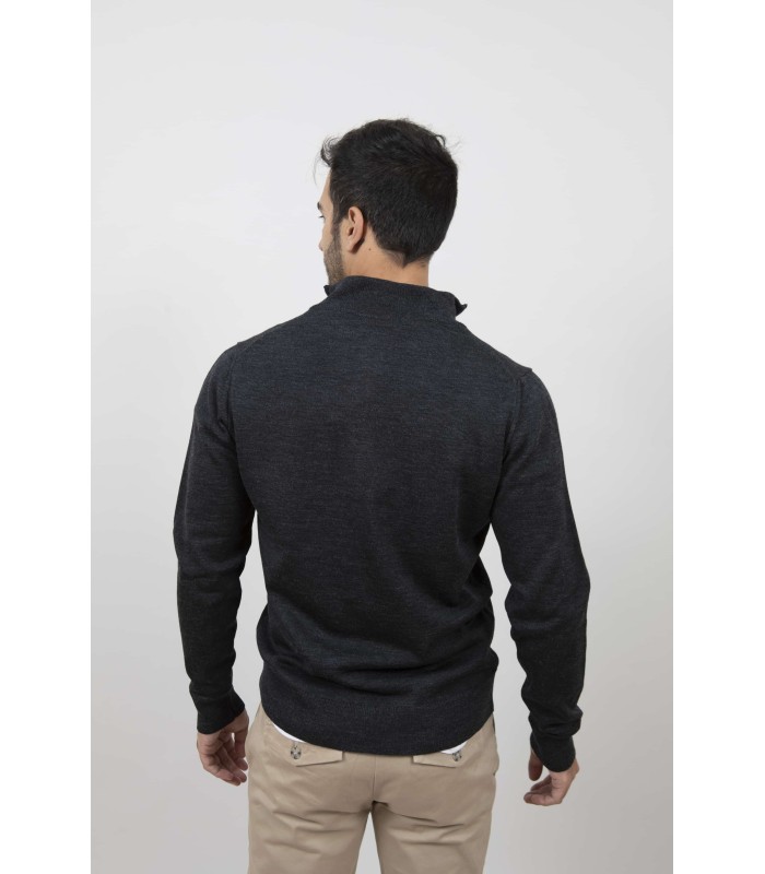 SUETER CREMALLERA MEZCLA LANA MERINO GRIS OSCURO