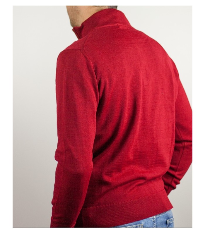 SUETER CREMALLERA MEZCLA LANA MERINO ROJO OSCURO