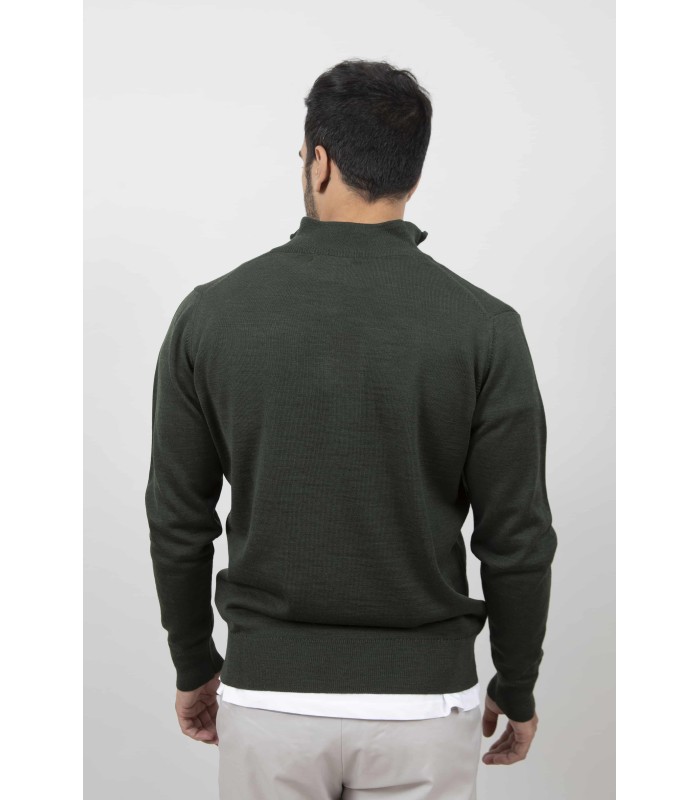 SUETER CREMALLERA MEZCLA LANA MERINO VERDE OSCURO