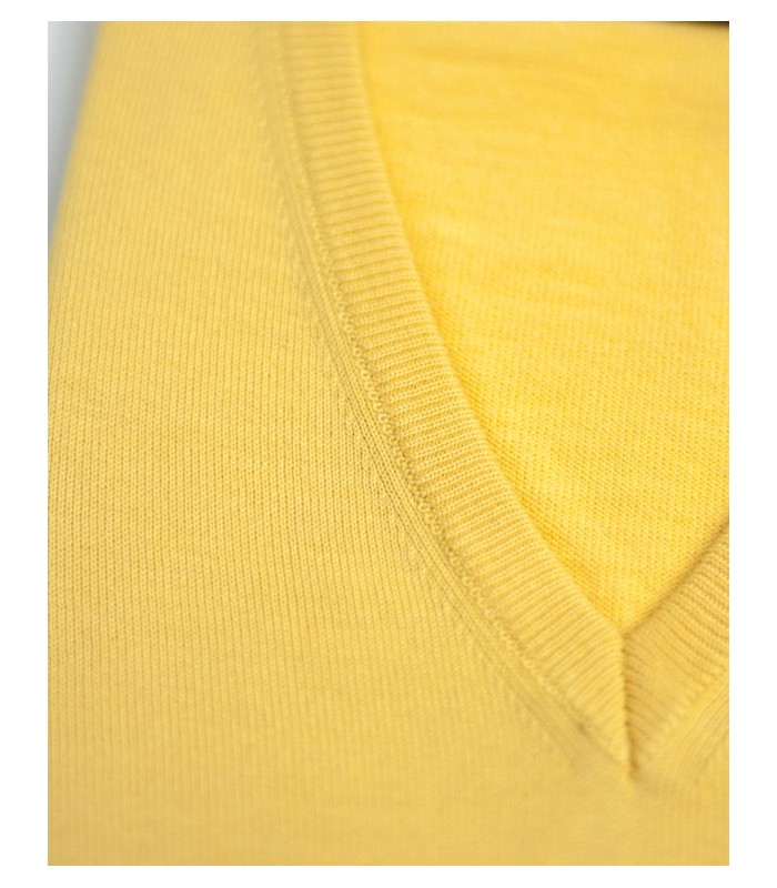 CHALECO CUELLO PICO MEZCLA LANA MERINO AMARILLO