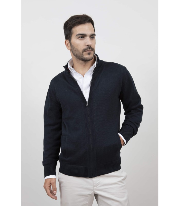 CHAQUETA MEZCLA LANA MERINO AZUL MARINO