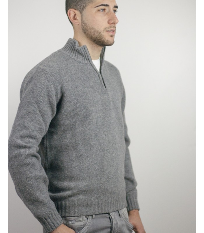 SUETER GRUESO CREMALLERA MEZCLA LAMBSWOOL GRIS