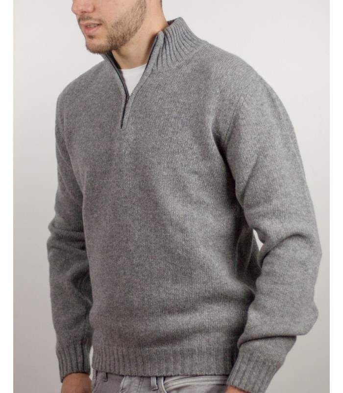 SUETER GRUESO CREMALLERA MEZCLA LAMBSWOOL GRIS