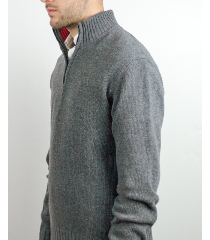 SUETER GRUESO CREMALLERA MEZCLA LAMBSWOOL GRIS MEDIO