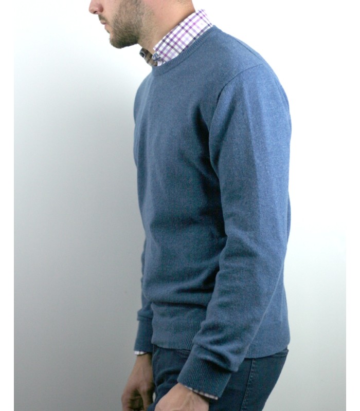 SUETER CUELLO REDONDO MEZCLA LAMBSWOOL AZUL INDIGO