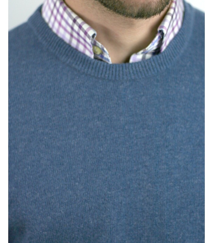 SUETER CUELLO REDONDO MEZCLA LAMBSWOOL AZUL INDIGO