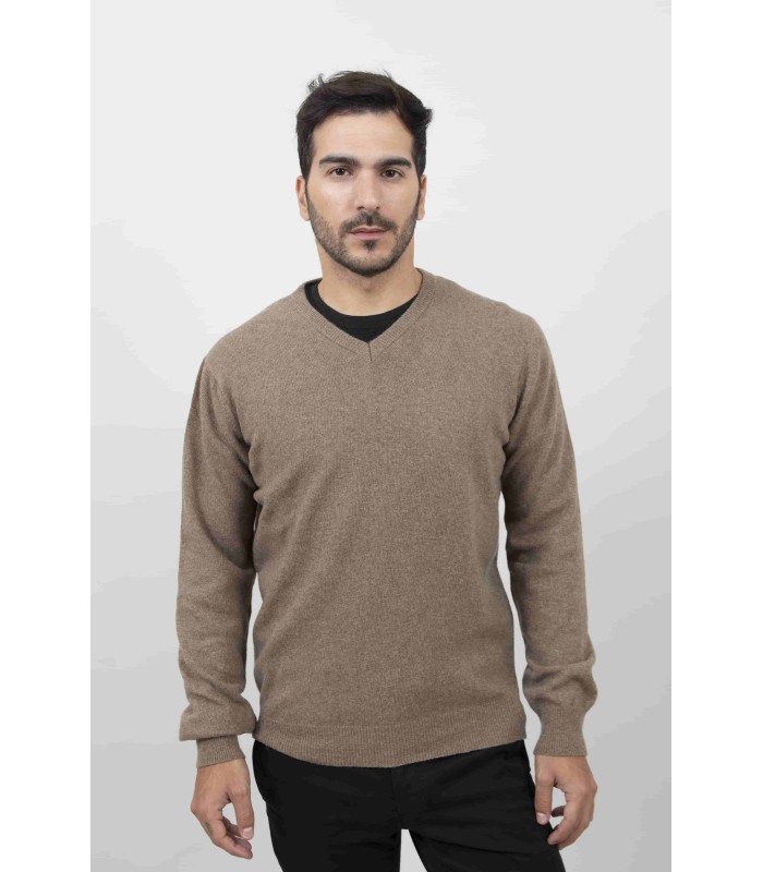 SUETER PICO MEZCLA LAMBSWOOL MARRON CLARO