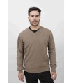 SUETER PICO MEZCLA LAMBSWOOL MARRON CLARO