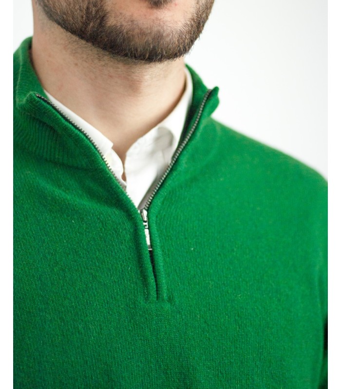 SUETER CREMALLERA MEZCLA LAMBSWOOL VERDE