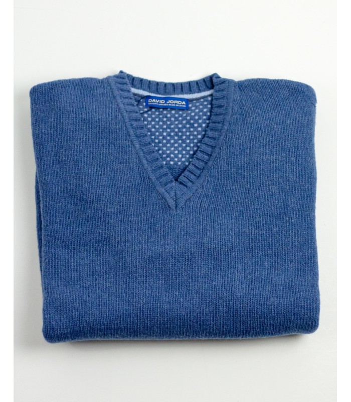 SUÉTER GRUESO PICO MEZCLA LAMBSWOOL AZUL INDIGO