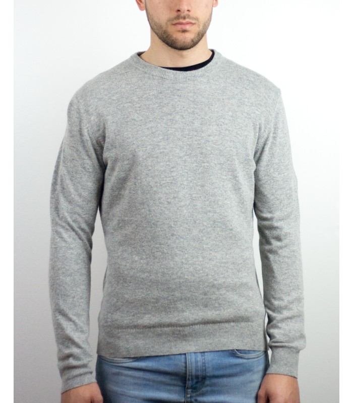 ROUND NECK SWEATER CASHMERE BLEND LIGHT GREY