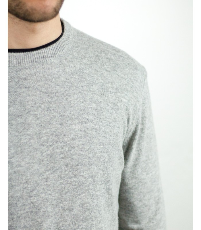 SUETER REDONDO MEZCLA CASHMERE GRIS CLARO