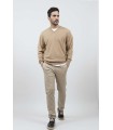 V-NECK SWEATER 100% EXTRAFINE WOOL BEIGE