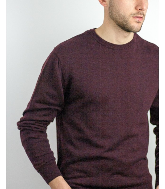 ROUND NECK SWEATER 100% Extrafine wool DIRT BROWN