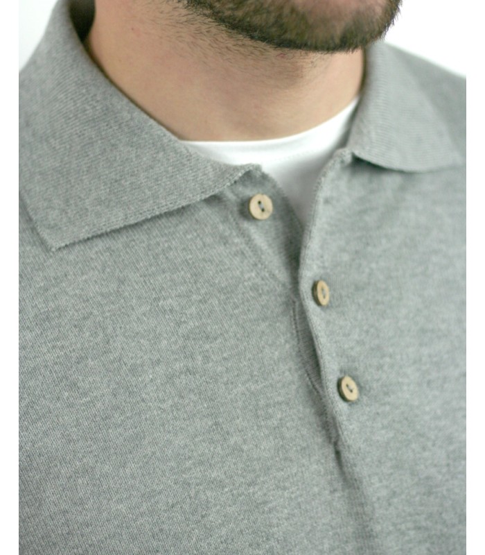 BUTTON POLO ORGANIC COTTON GREY