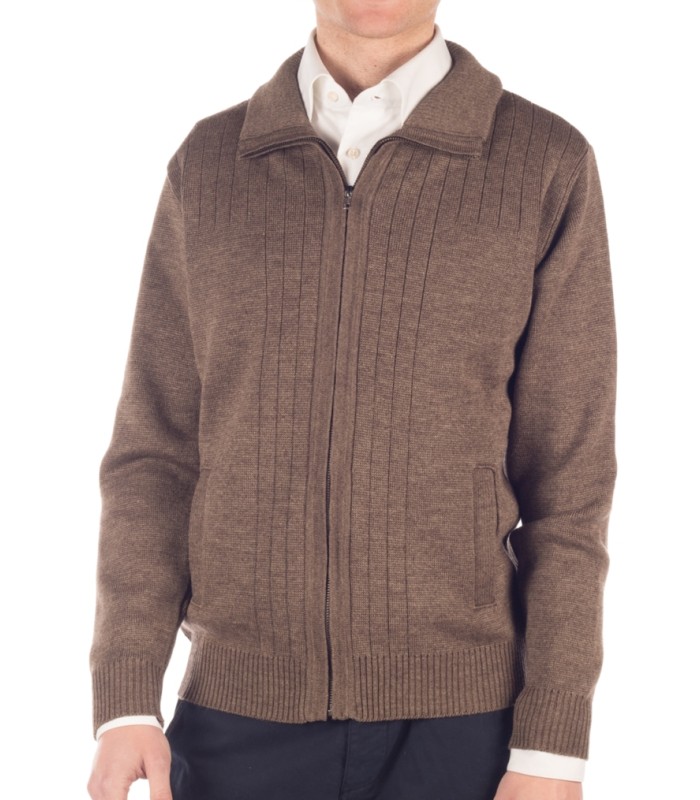 CARDIGAN MERINO WOOL BLEND LIGHT BROWN