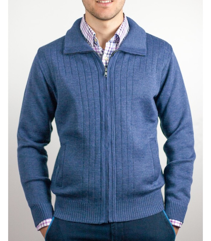 CARDIGAN MERINO WOOL BLEND INDIGO BLUE