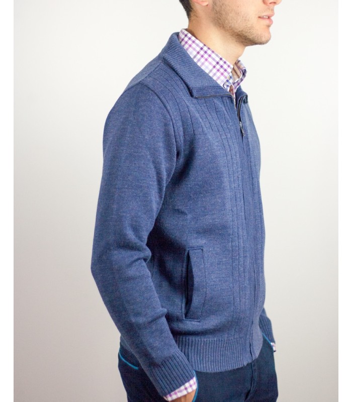 CARDIGAN MERINO WOOL BLEND INDIGO BLUE