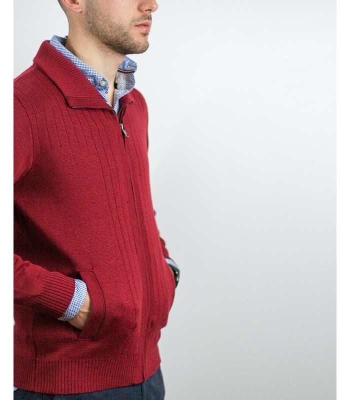 CARDIGAN MERINO WOOL BLEND DARK RED