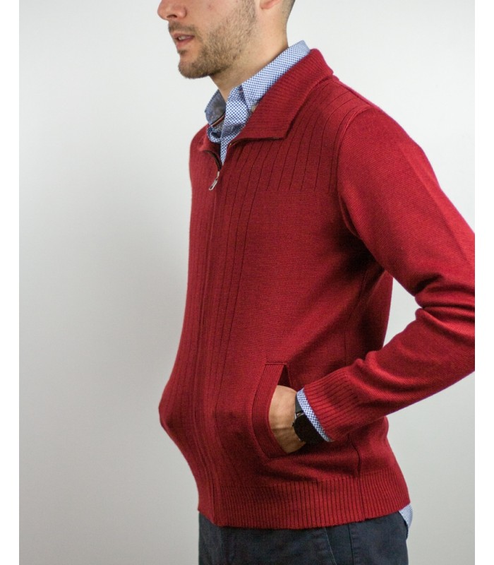 CARDIGAN MERINO WOOL BLEND DARK RED