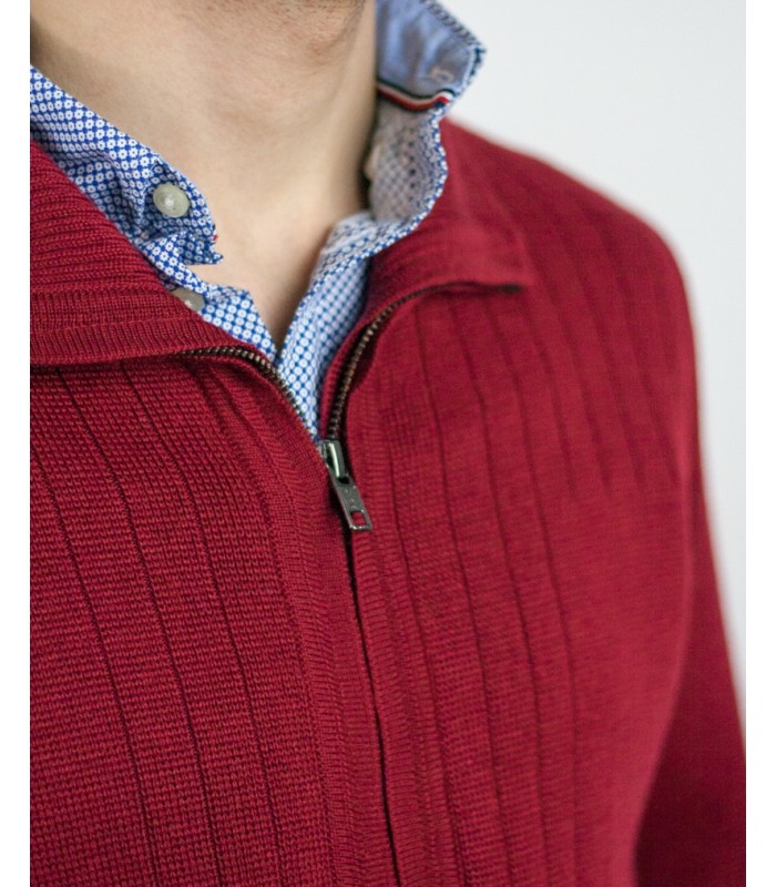 CARDIGAN MERINO WOOL BLEND DARK RED