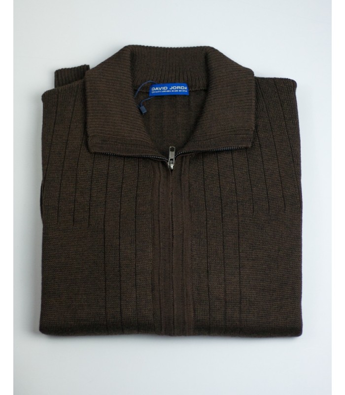 CARDIGAN MERINO WOOL BLEND DIRT BROWN