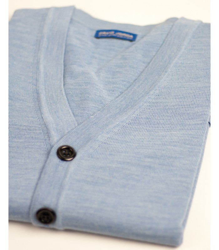 CLASSIC BUTTONS CARDIGAN MERINO WOOL BLEND SKY BLUE