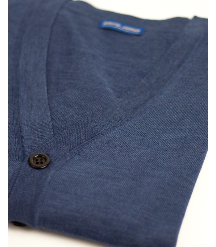 CLASSIC BUTTONS CARDIGAN MERINO WOOL BLEND INDIGO BLUE