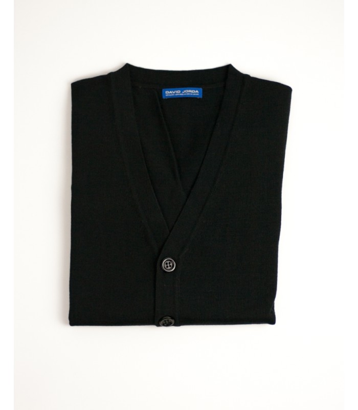 CLASSIC BUTTONS CARDIGAN MERINO WOOL BLEND BLACK