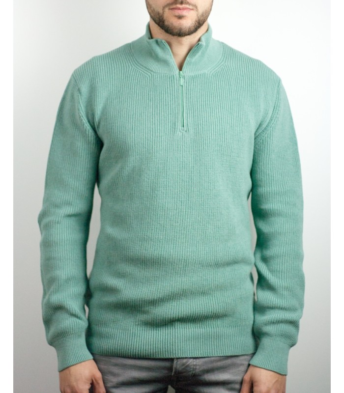 ZIP SWEATER ORGANIC COTTON MINT GREEN