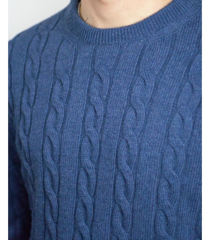 CABLE SWEATER WITH CASHMERE INDIGO