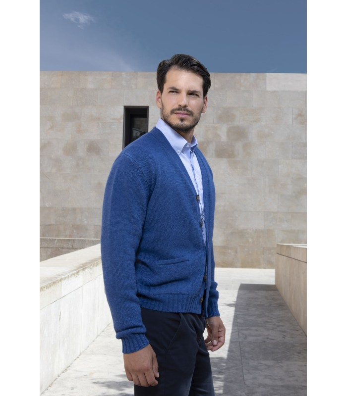 CHAQUETA BOTONES MEZCLA DE LAMBSWOOL AZUL